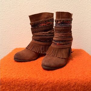 Naughty Monkey Brown Fringe Ankle Booties